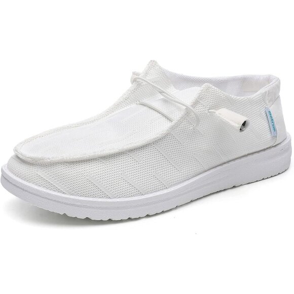 Women's Lightweight Casual Slip On Deck Canvas Loafers Sneakers Boot White Shoes - Picture 3 of 7